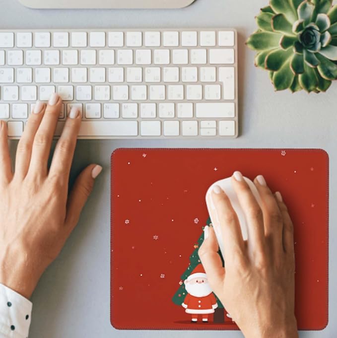 Voltique Mouse Pad Small Desk Mat, Christmas-Style Computer Mousepad with Stitched Edges Non-Slip, Keyboard Mouse Pad for Desktop Office Desk Accessories