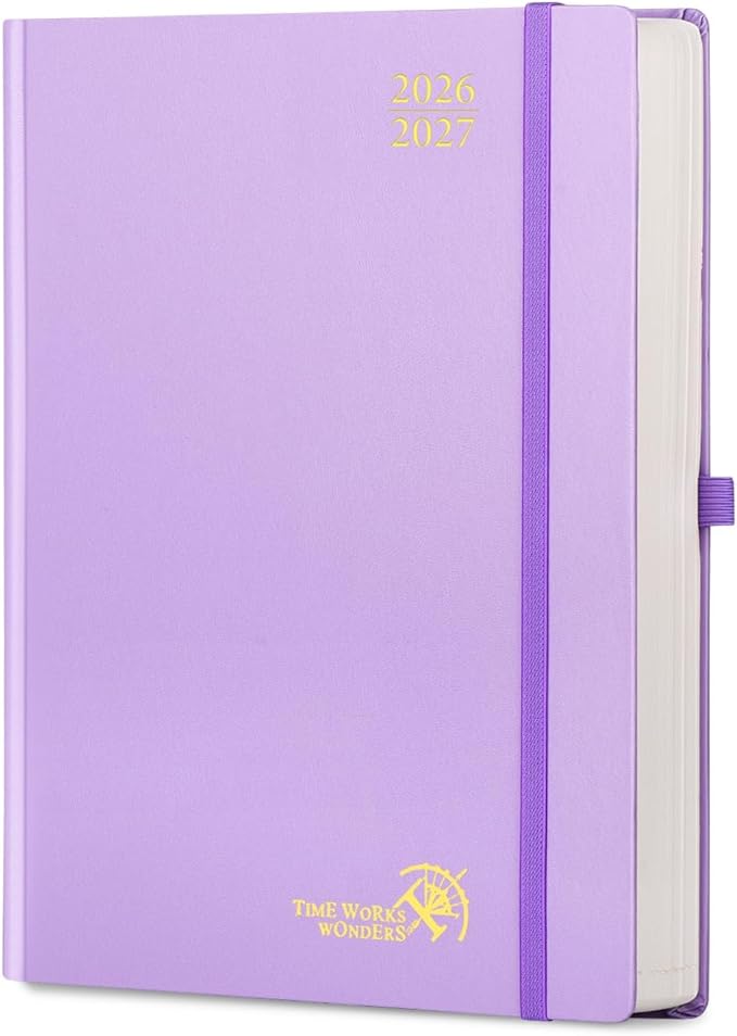 POPRUN 2026-2027 Daily Planner One Page Per Day Even Weekends (A4 Large Size - 8.5" x 12") - Academic Calendar Book(July 2026 - June 2027), 2026 Day Appointment Book, Hardcover - Viole