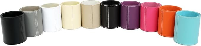 Osco Black Faux Leather Pen Pot, Desk Tidy Pencil Holder, Office Organiser, Makeup Brush Holder, Stationery Storage, Cosmetics Display, Home Office Accessories, Compact Desk Organiser