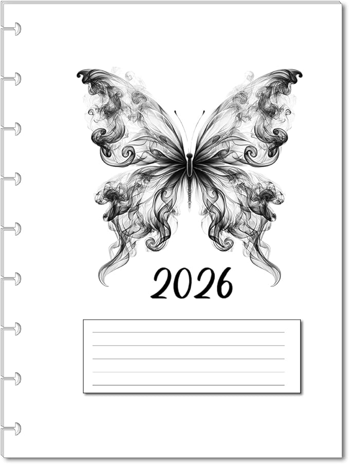 2026 Monthly Planner Calendar Refills for 7,8,9,11 Disc Mini, Classic, Skinny, Junior, Big size Discbound, Happy Planners, Loose-Leaf Inserts, 12 Month (9 Disc Classic, Butterfly)