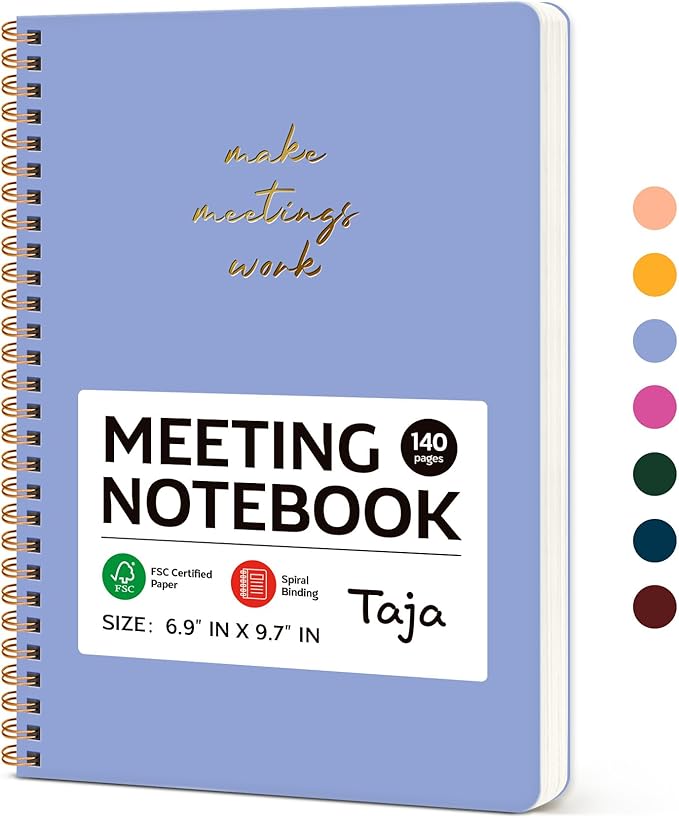 Meeting Notebook for Work Organization - Work notebook with action items, Meeting Minutes Planner Notebook, Perfect Office Supplies for Men & Women - Lavender