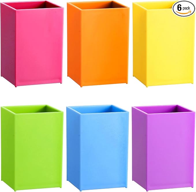 6 Pcs Classroom Magnetic Storage Boxes Magnetic Storage Containers Plastic Dry Erase Marker Holder Plastics Pen Holder for Refrigerator Whiteboard Home Office School Organizer Supply (Colorful)