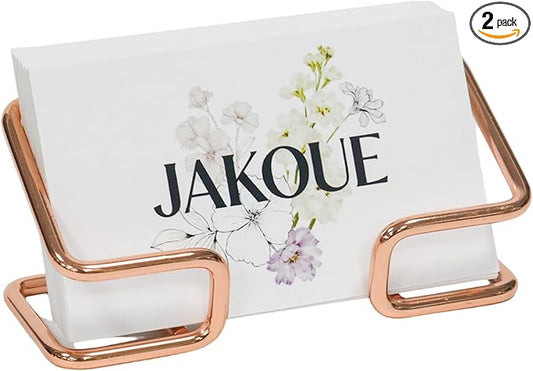Business Card Holder for Desk, Metal Card Organizer & Office Desk Accessories, Elegant Desktop Display Stand, 1 Pack, Luxury Rose Golden