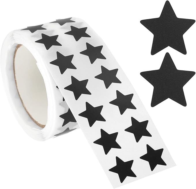 PATIKIL Star Stickers Roll 1/2", 1000 Pcs Self-Adhesive Reward Stickers Star Labels for Behavior Chart Classroom Teacher Supplies and DIY Craft, Black