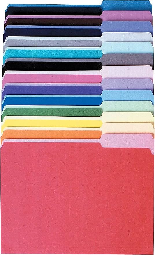 Pendaflex Interior File Folders, 1/3 Cut, Top Tab, Letter Size, Assorted, 100 per Box (4210 1/3 ASST)