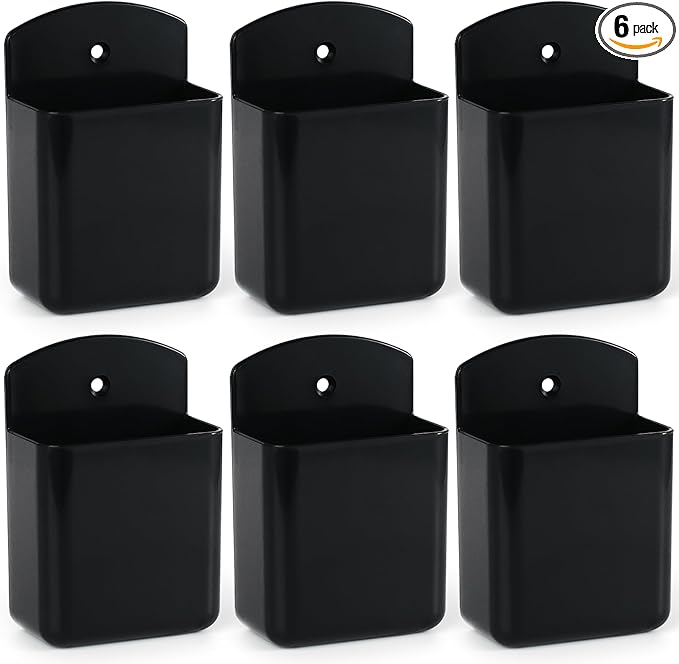 6 Pcs Remote Control Holder Wall Mount, TV Remote Controller Holder - Self Adhesive Marker Holder Wall Mount Pen Holder Storage Organizer for Home Office School (Black)