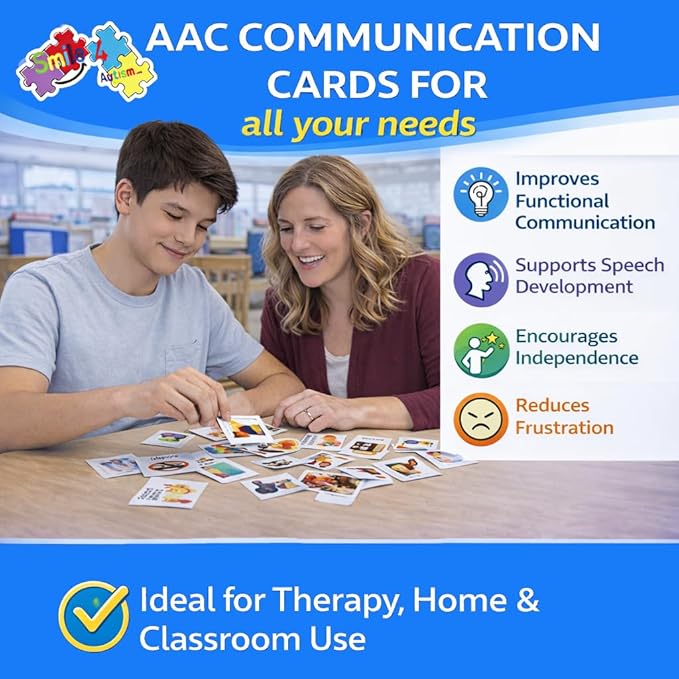 Smile4Autism Loose Visual Picture Cards, Receptive and Expressive Language, Speech Articulation Therapy, ASD, ADD, ADHD, Apraxia, & Stroke Patients (Prime-Small Plastic, Real Photos 166 Pcs.)