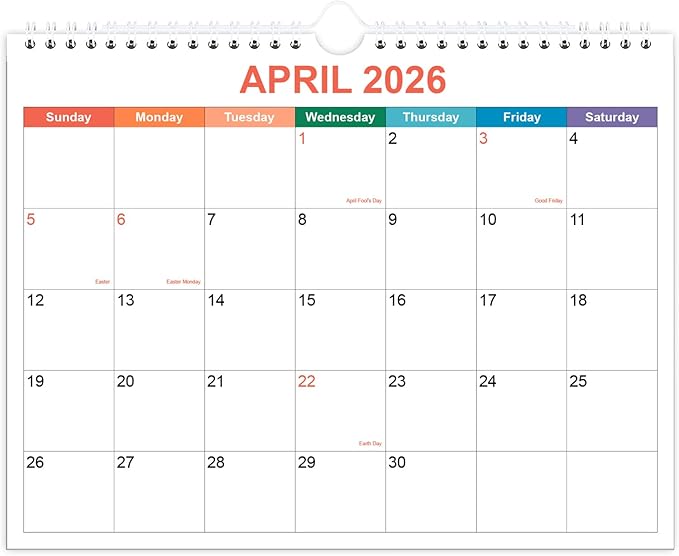 Calendar 2026-2027, Wall Calendar 2026-2027 from April 2026 - June 2027, 15 Months Calendar with Premium Paper, Twin-Wire Binding & Hanging Hook, 8.5" x 11", Colorful