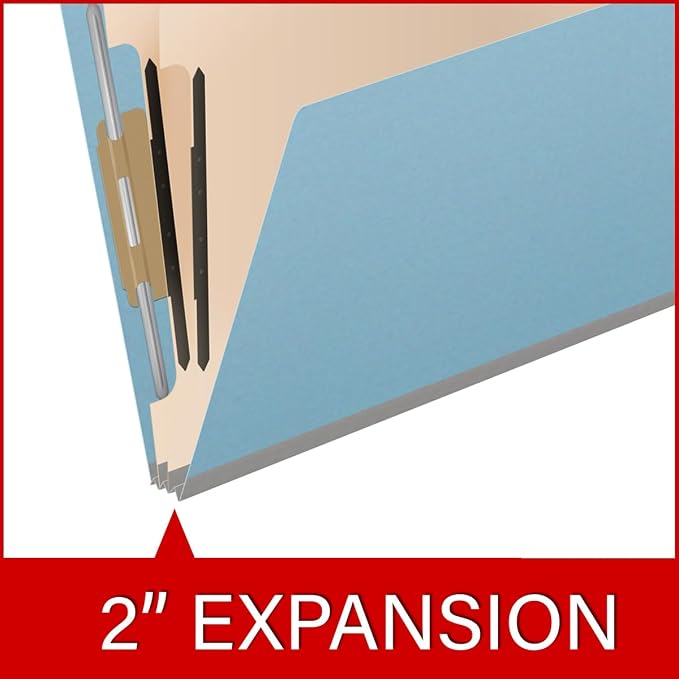 25 Pt. Pressboard Classification Folders, Full Cut End Tab, Letter Size, 2 Dividers, Light Blue (Box of 10)