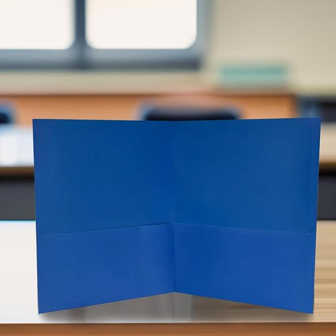 School Smart 2-Pocket Folders, Dark Blue, Pack of 25
