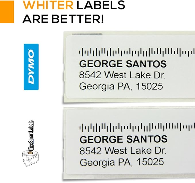 OfficeSmartLabels 1-1/8 x 3-1/2 inch Address Labels, Compatible with 30252 Labels (4 Rolls / 350 Labels Per Roll)