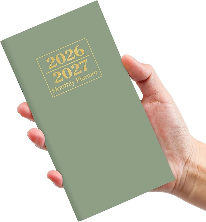 Pocket Calendar 2026-2027 for Purse, Two Year Monthly Planner Pocket Size, Jan 2026 to Dec 2027 Monthly Planner Small Size (6.5" x 3.5") - Green