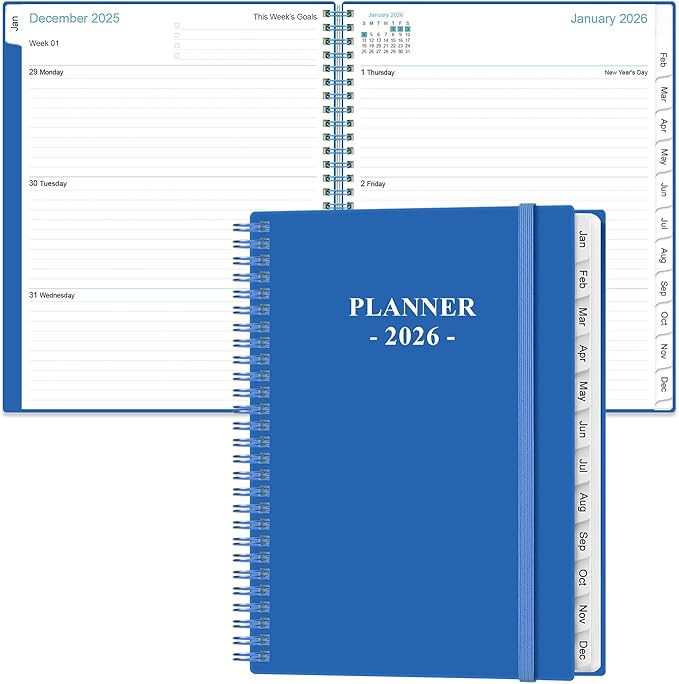 2026 Planner - 8.5" x 11" Planner 2026 from January 2026 to December 2026, Large Weekly Monthly Planner 2026 with 12 Monthly Tabs, Inner Pocket, Blue