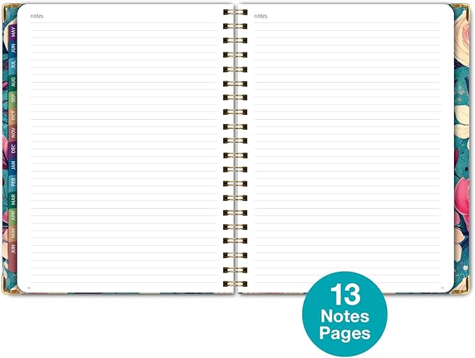 HARDCOVER Academic Year 2026-2027 Planner: 14 Months (May 2026 Through June 2027) 8.5"x 11" Daily Weekly Monthly Planner Yearly Agenda. Bookmark, Pocket Folder and Sticky Note Set (Teal Floral)