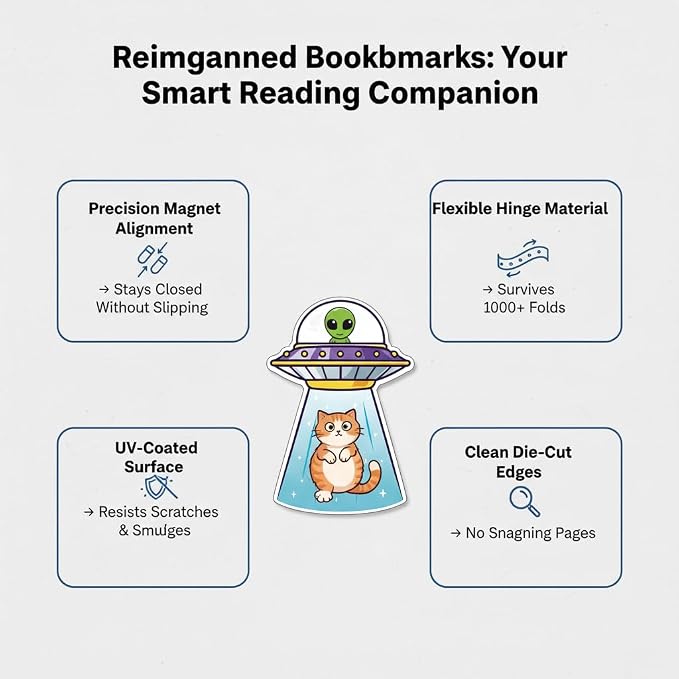 Cat Magnetic Bookmarks 10PCS - Cute Cat Bookmark, Cat Themed Magnetic Page Markers, Cat Book Mark Gifts for Women