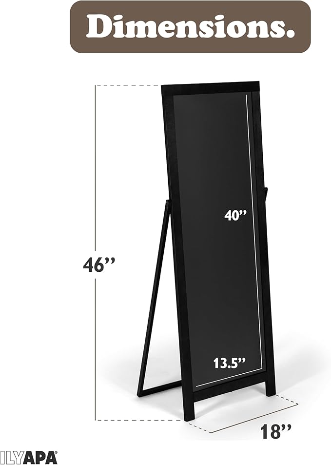 Ilyapa Chalk Board Sign Board 46" x 18" Black Large Reversible Chalkboard Signs Outdoor Menu Boards for Restaurant, A-Frame Sandwich Sidewalk Signs for Businesses, Food Truck Party or Wedding