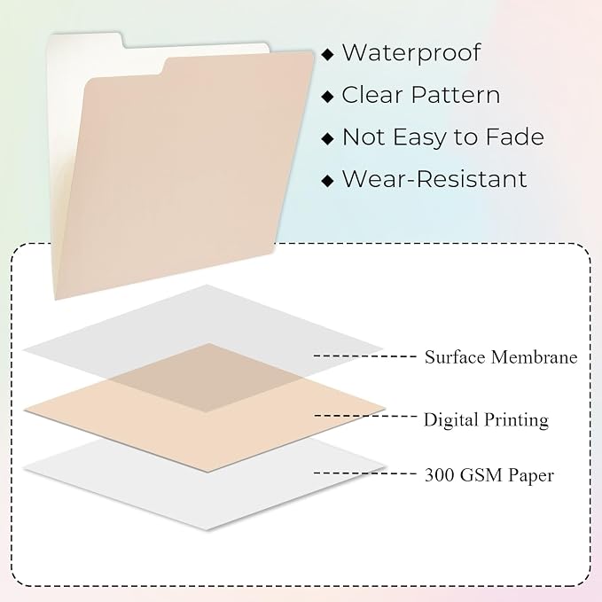 Y YOMA 12 Pack Colored File Folders Letter Size Gradient File Folder with 1/3-Cut Tab Cute Pretty Decorative Heavyweight Filing Folder File Organizers for Office School Home Desktop, Coco Mocha
