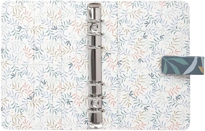 Filofax Botanical Organizer, Personal Size, Blue - Smooth, Leather-Look, Six Rings, Week-to-View Calendar Diary, Multilingual, 2025 (C022645-25)