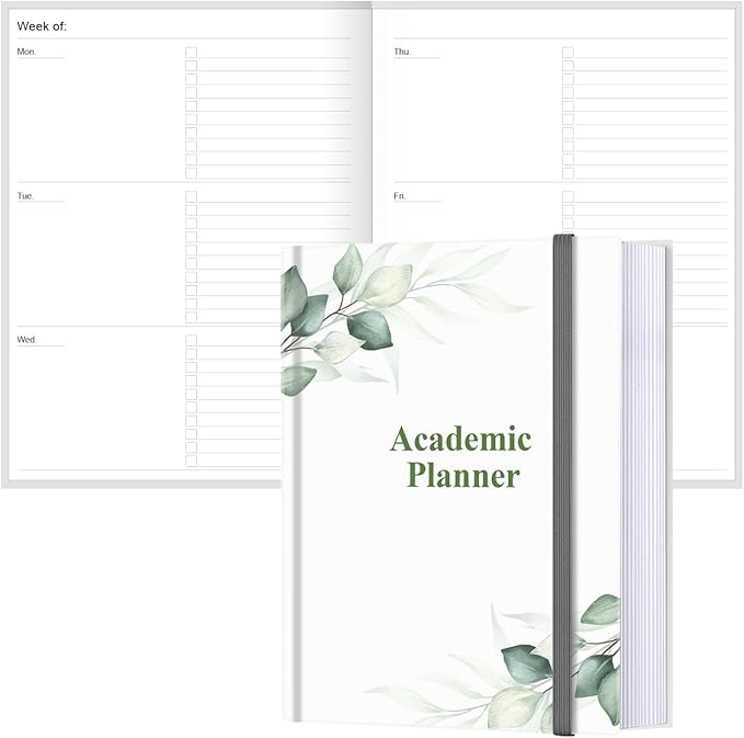 Academic Planner for 2026-2027 or Anytime – 8.5" x 11" Undated Weekly Student Planner For Homeschool, High School, College & Nursing Students, 200 Pages, Green Leaf