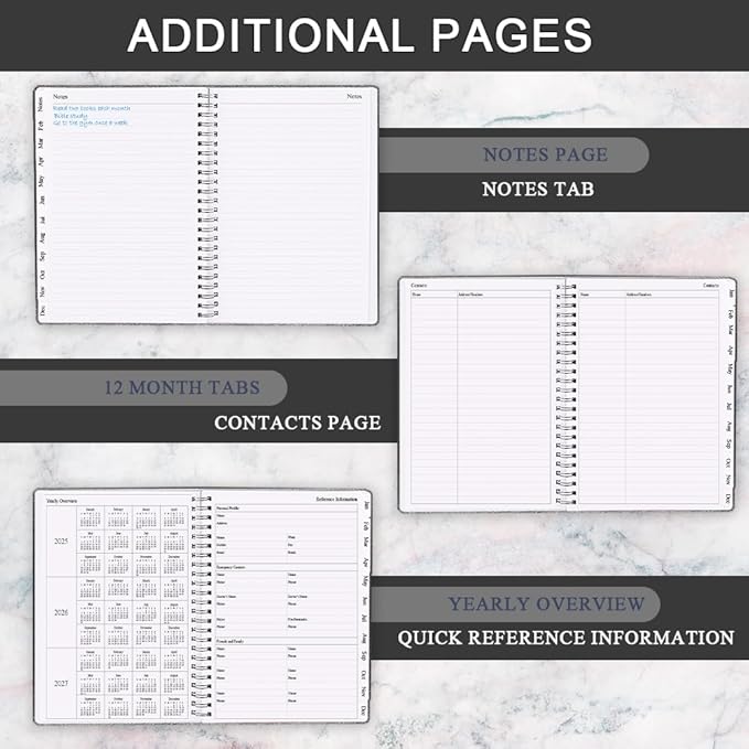 Planner 2026 - Weekly & Monthly Planner Runs from January 2026 to December 2026, 8.5 x 11", 12 Month Tabs, Inner Pocket, PU Leather Cover with Twin-Wire Binding, Monthly Planners 2026, Black