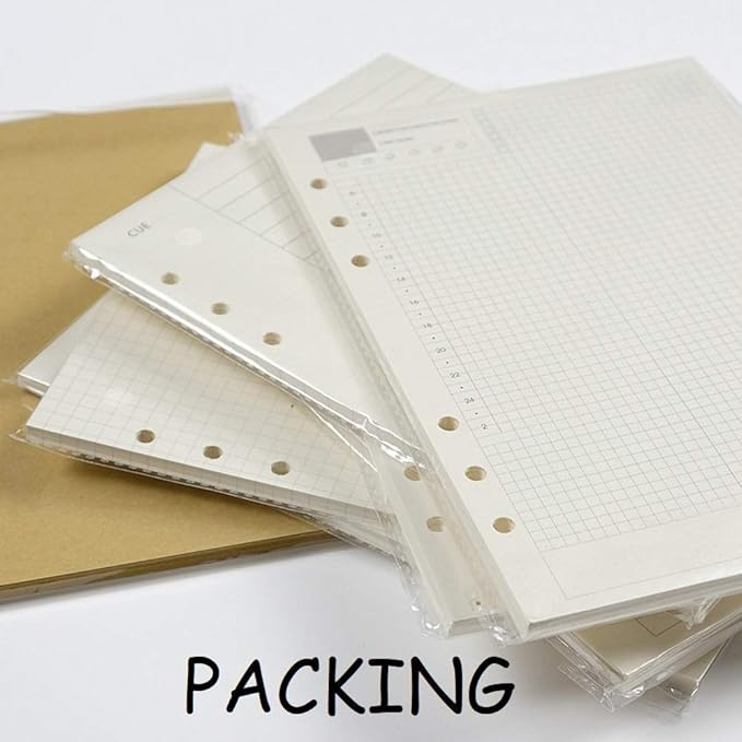 Spiral Notebook Refill,A5 Planner Inserts,6 Ring Binder Refill, for Filofax/Personal Journal, 45 sheets/90 pages, Harphia(A5 5.59 x 8.27'',Noterecord)