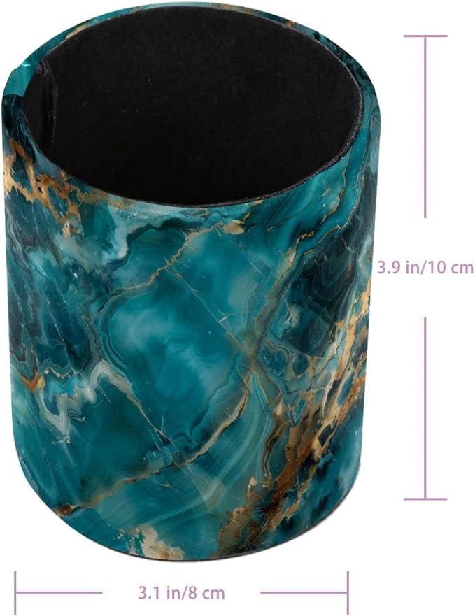 Pen Holder for Desk, Teal Turquoise Marble Pencil Holder Desk Organizer, Large Capacity Pen Cup Makeup Brush Holders Desktop Office Supplies Storage Organizer