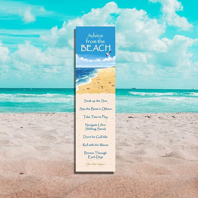 Advice 3 Bookmark Coast Set, Laminated with Glossy Finish, Printed on Recycled Paper, Ocean, Lighthouse, Beach (AMBM-Coastal)