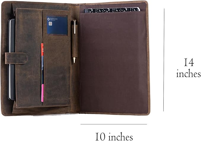 Leather Business Portfolio with Luxury Pen Business Personal Organiser Folder Full Grain Leather padfolio by KomalC (Buffalo Distressed Tan)