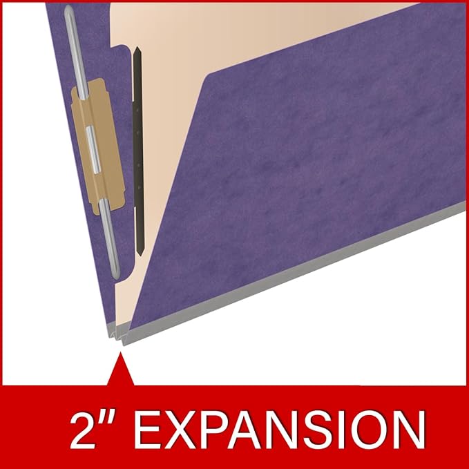 25 Pt. Pressboard Classification Folders, Full Cut End Tab, Letter Size, 1 Divider, Purple (Box of 10)