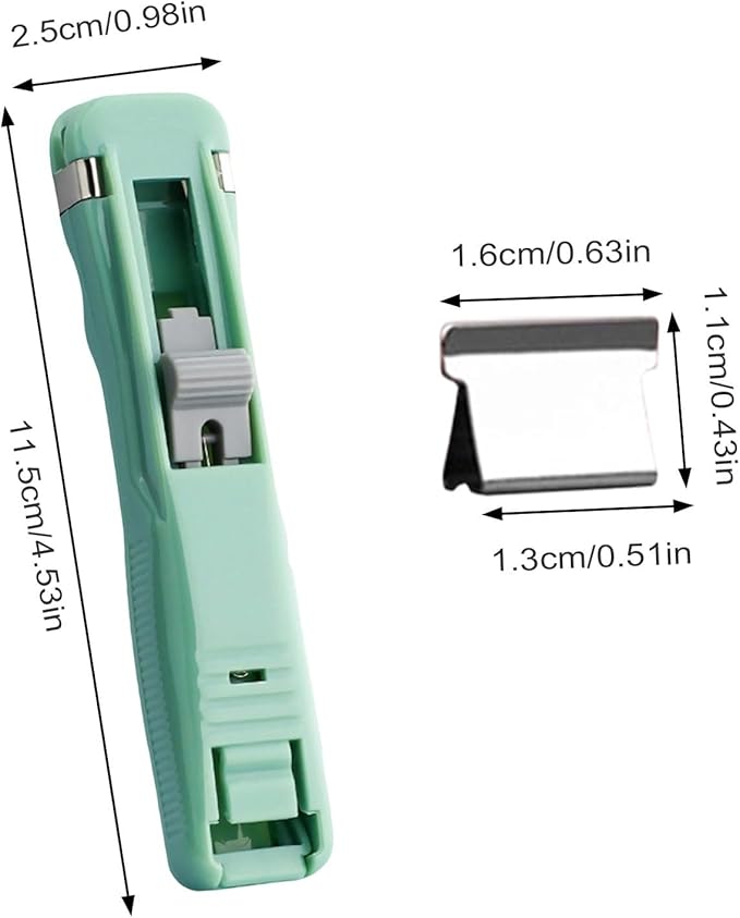 Portable Binder Clip Stapler, Includes 150 Reusable Clips, Push Clip Staplers, Mini Push Stapler Clamp Staplers for Desktop Document Home School Desk Office (F#)