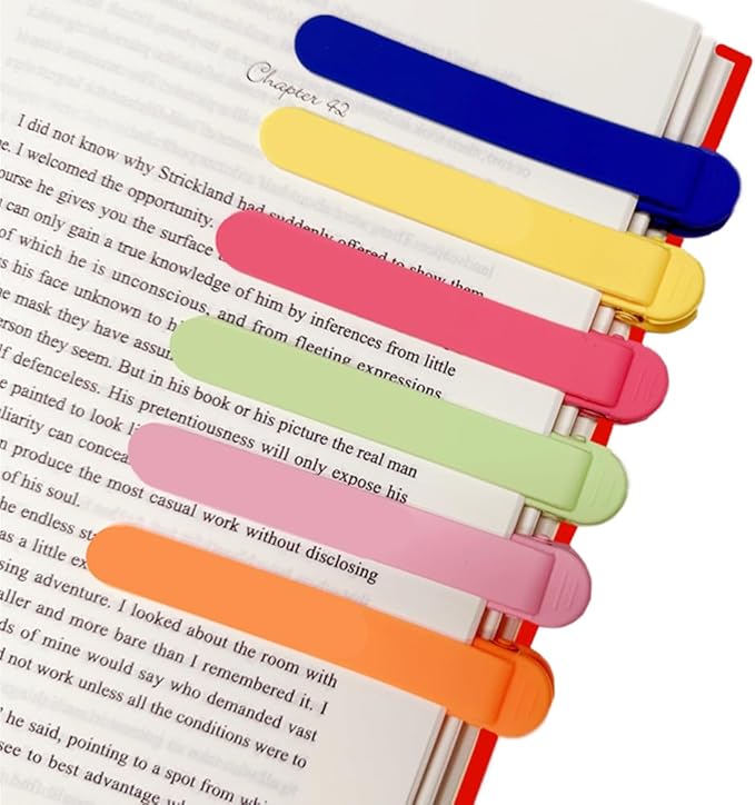 6pcs Silicone Automatic Bookmark, Cute Unique Book Marks for Reading, Smart Bookmarks - Men, Women, Kids - Stay in Place