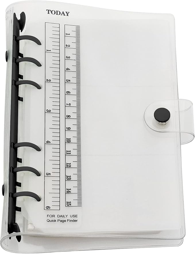 A6 A5 6-Holes Colorful PVC Cover Personal Organizer with Snap Button Closure File Folder for Loose Leaf Sheet Notebook (Black Ink, A6 Combo)