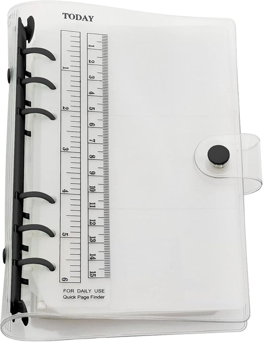 A6 A5 6-Holes Colorful PVC Cover Personal Organizer with Snap Button Closure File Folder for Loose Leaf Sheet Notebook (Black Ink, A6 Combo)