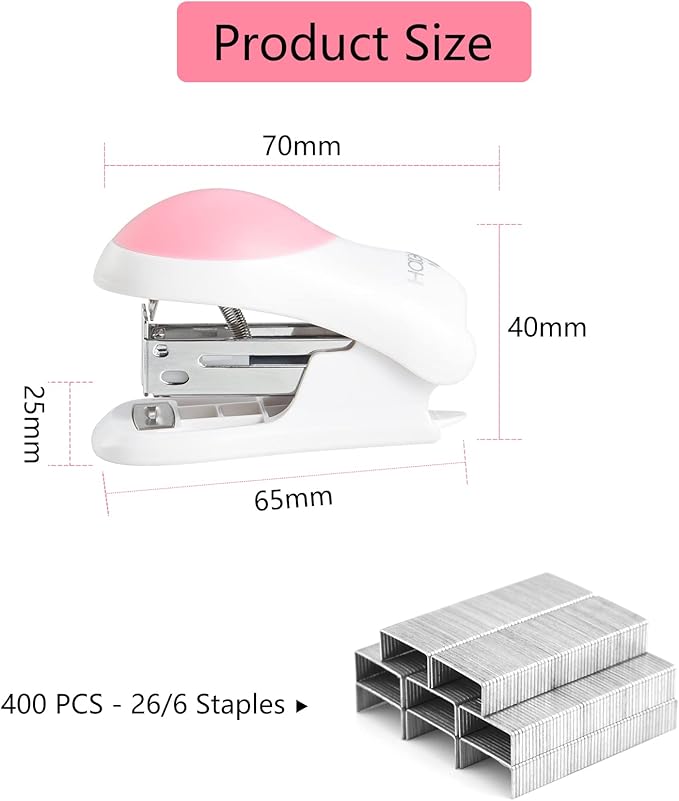 NEBURORA Green Mini Effortless Desktop Staplers with 400 Standard Staples Bundle Purple Single Hole Puncher Metal with Soft-Handled