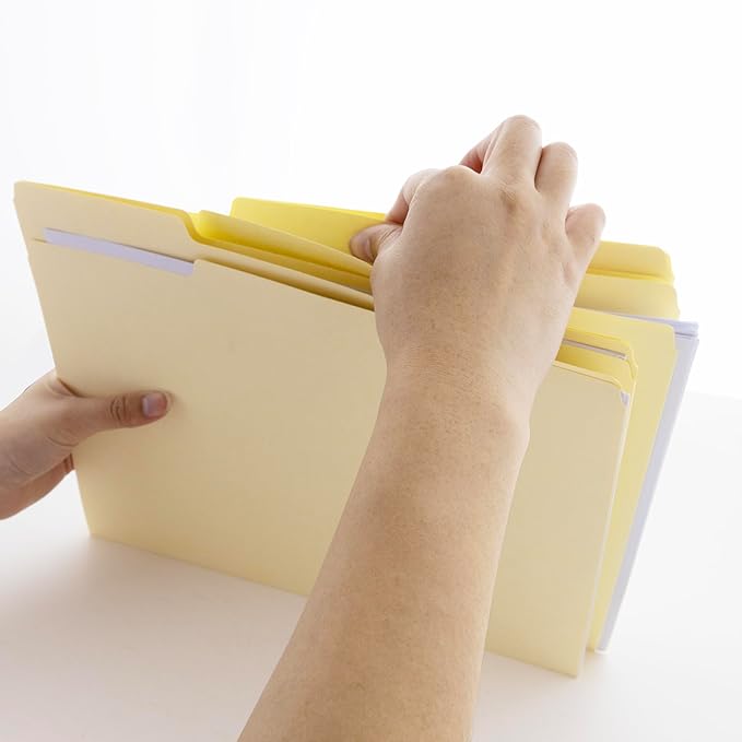 BAZIC Products Manila File Folders, 1/3-Cut Letter Size with Left, Right, and Center Tab Positions, Ideal for Organizing and Filing Documents, 12/Pack, 4-Pack