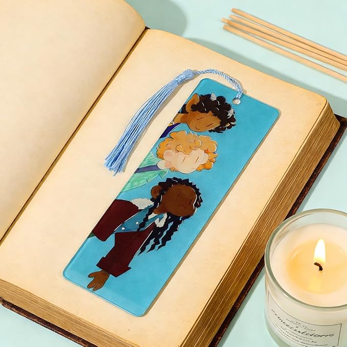 2Pcs Percy Jackson Bookmarks with Tassels, Cute Cartoon Character Book Marks for Book Lovers, Camp Half Blood Gifts for Readers (2PCS-PJO)