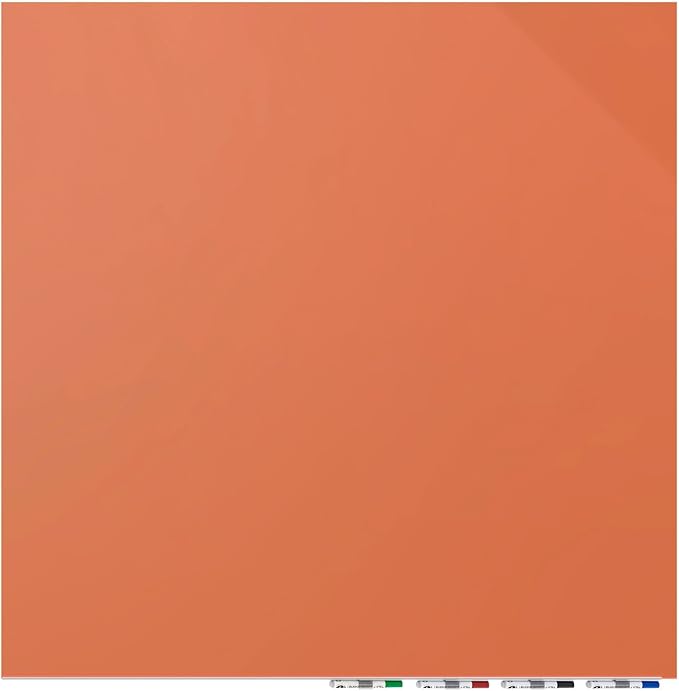 Aria 4'H x 4'W Low Profile 1/4" Glass Whiteboard Peach - 4 Markers and Eraser