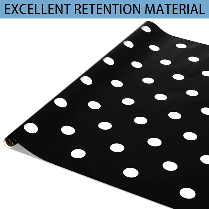Skyygemm 6 Rolls Classroom Bulletin Board Paper Roll Polka Dot 4 x 12 ft Fade Resistant Colored Background Paper Bulk for Art Decor Drawing Craft(Cute Black)