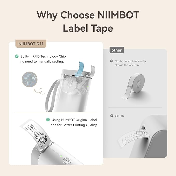 NIIMBOT D11 Label Maker Tape D110 Labels 3Rolls, Self-Adhesive Labeling Tape Replacement 0.55" X 1.18" (14 X 30mm) Clear Label Refills for Home Office, 630 Labels/3Rolls, Clear