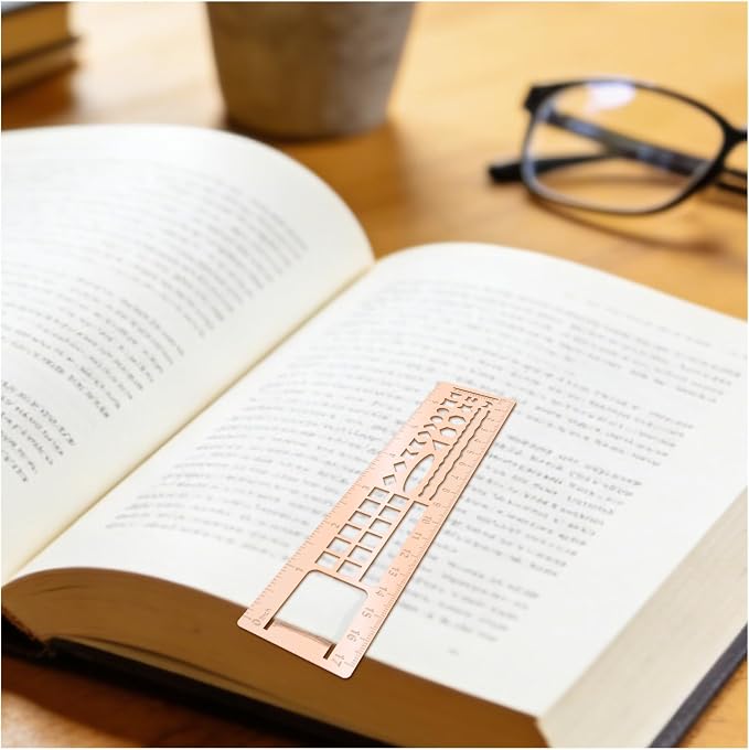 Metal Bookmark Ruler for Journals, Habit Tracker, Drawing Measuring Tools, Planner Stencils, Stainless Steel Template for Reading