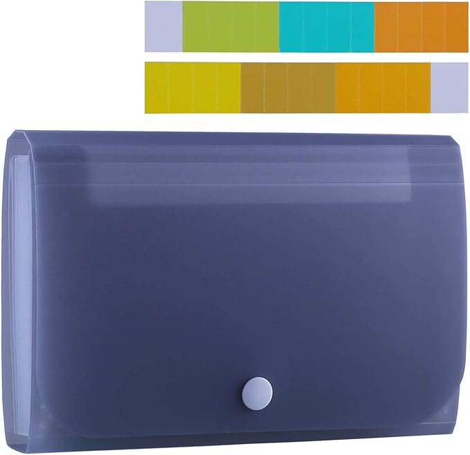 Expanding File Folder, Subdivision Accordion File Folder Mini Organizer PP Wallet for Cards,Coupons,Receipt,Tax Item or Changes,7x4.5 Inches,12 Pockets with Tabs and Check Case(Gray)