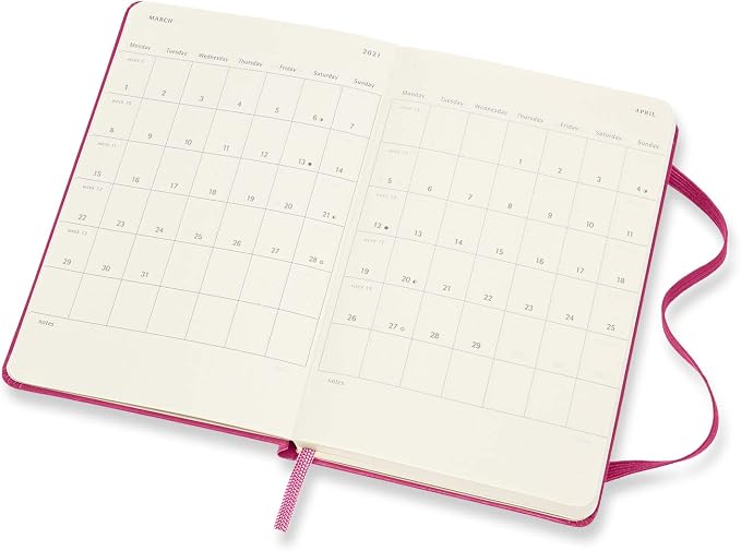 Moleskine 18 Month 2020-2021 Weekly Planner, Hard Cover, Pocket (3.5" x 5.5") Bougainvillea Pink