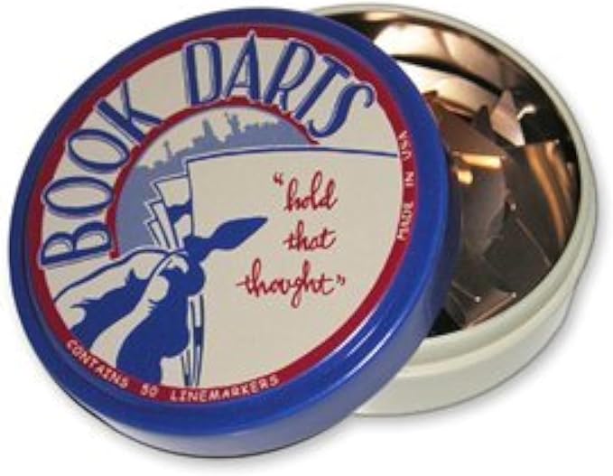 Book Darts Line Markers 50 Count Tin Mixed Metals