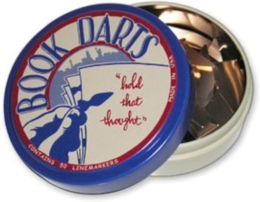 Book Darts Line Markers 50 Count Tin Mixed Metals