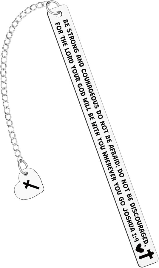 Bible Verse Metal Bookmark Gifts Religious Bookmark Be Strong and Courageous Cross Bookmarks Inspirational Gift for Women Scripture Gifts for Friend Book Club Gifts Graduation Retirement Gifts