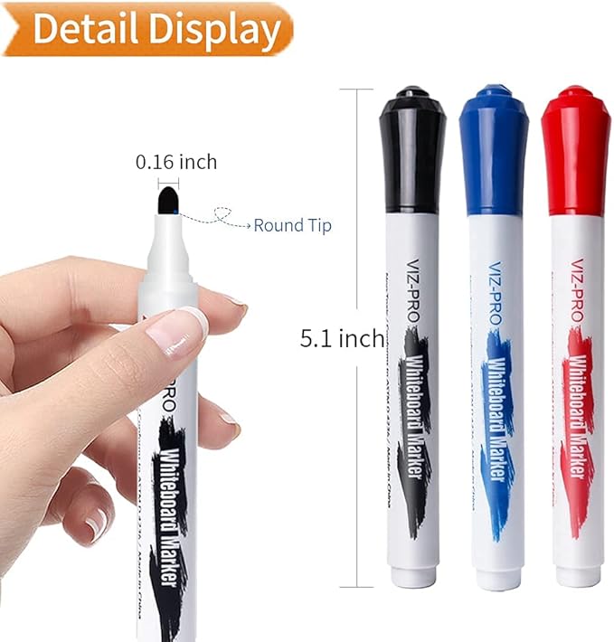VIZ-PRO Magnetic Whiteboard/Dry Erase Board, 48 X 24 Inches, with 1 Eraser & 14 Markers & 4 Magnets