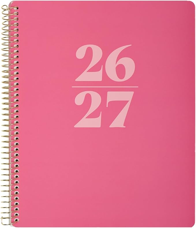 GO BIG Large-Print Planner April 2026–June 2027, 15-Month Twin-Loop-Bound Agenda Planner, Big Size, 8.5" x 11", Easy-to-Read Large Dashboard Layout, Bold Pink Cover