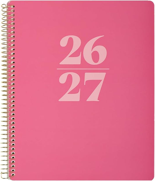 GO BIG Large-Print Planner April 2026–June 2027, 15-Month Twin-Loop-Bound Agenda Planner, Big Size, 8.5" x 11", Easy-to-Read Large Dashboard Layout, Bold Pink Cover