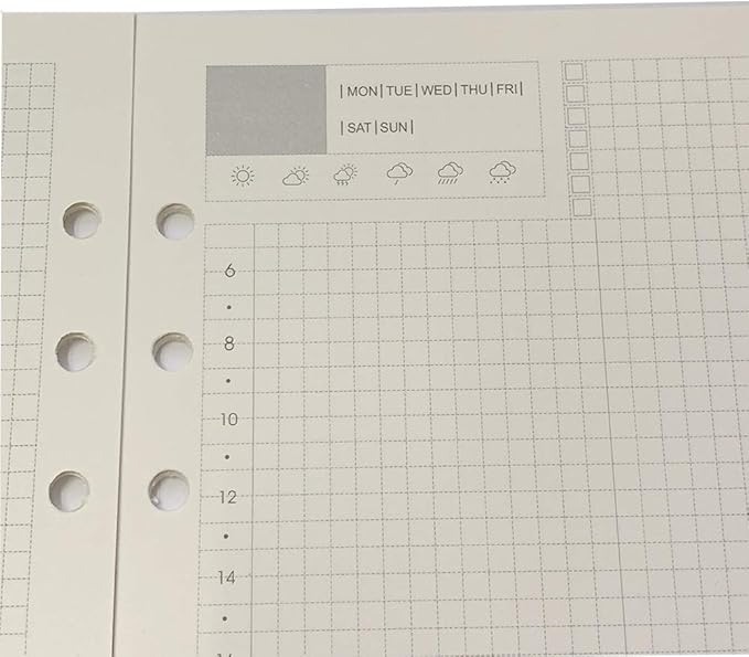 Harphia A5 Daily Planner Refills, 6 Ring Binder Inserts Inner Page, Diary Refills for A5 Spiral Notebook, for Filofax Gucci LV Agenda Planner Binder(5.59 x 8.27'',Daily)