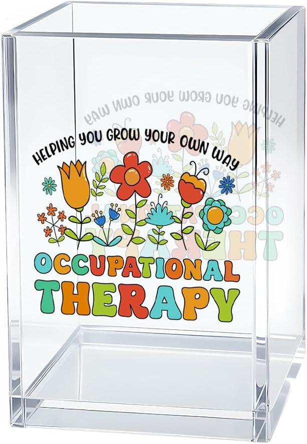 Occupational Therapy Acrylic Pen Holder Cosmetic Organizer, Funny OT Pencil Pen Holder for Desk, Desk Accessories OTA Graduation Gifts, Occupational Therapy Day Appreciation Gifts Organizer